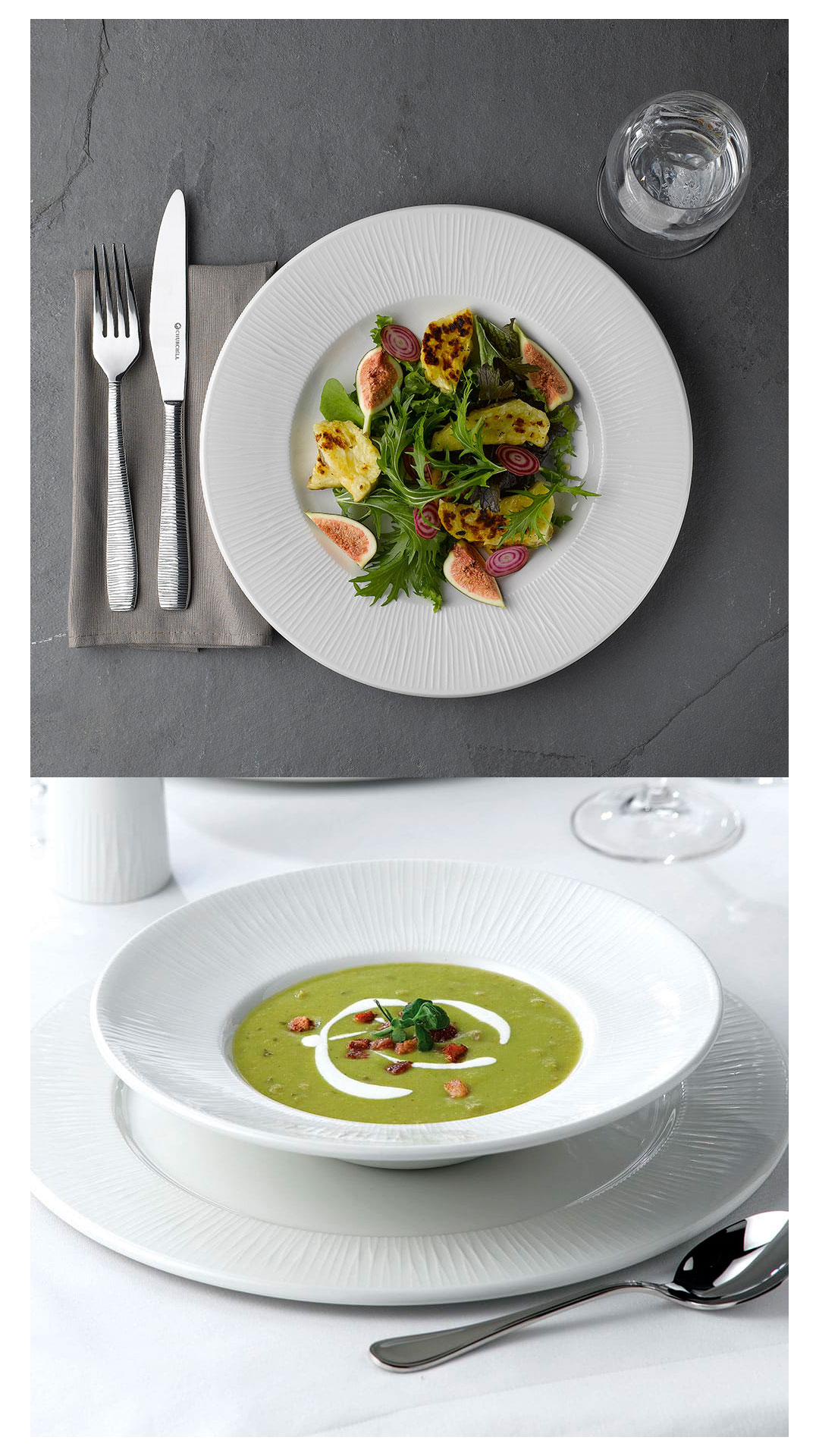 White Bamboo tableware with organic relief