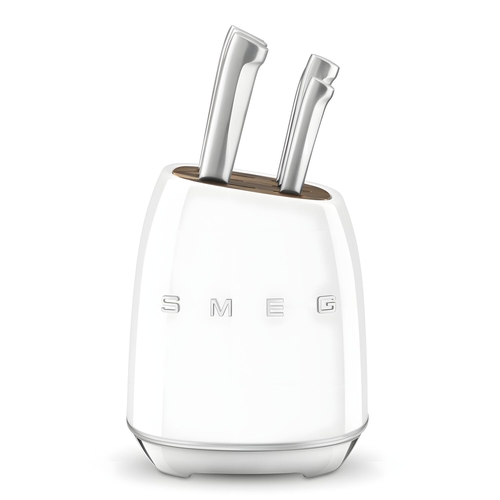 Smeg Knife Block Set with 6 Knives Stainless Steel 23.2 cm White 50's Style