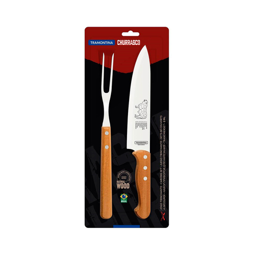 Tramontina Churrasco 2-Piece Carving Set in Stainless Steel and Natural Wood