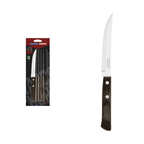 Tramontina Churrasco 6 Piece Steak Knife Set Polywood Brown