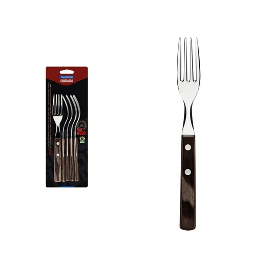 Tramontina Churrasco 6 Piece Steak Fork Set Polywood Brown