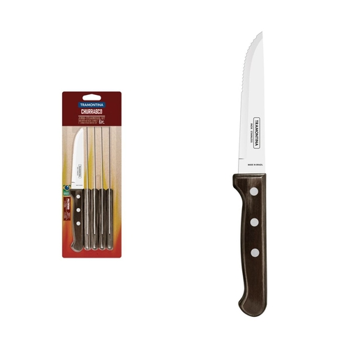 Tramontina Churrasco Jumbo 6 Piece Steak Knife Set Polywood Brown