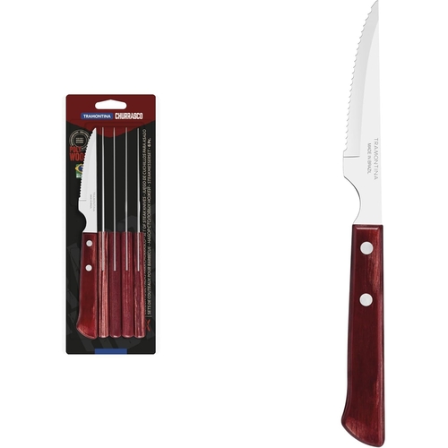 Tramontina Churrasco 6 Piece Steak Knife Set Polywood Red
