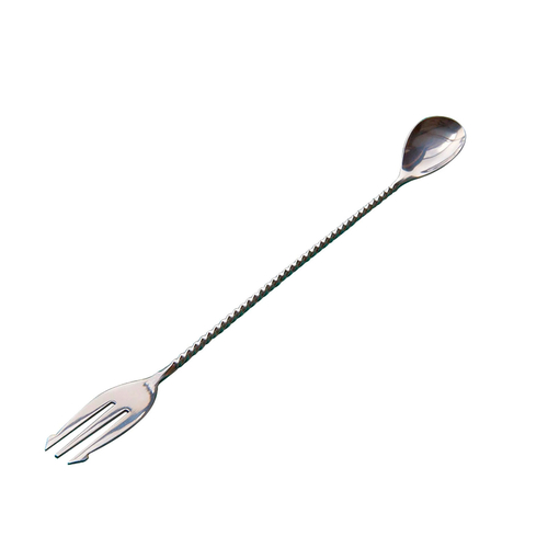Cocktail Spoon with Fork, Stainless Steel
