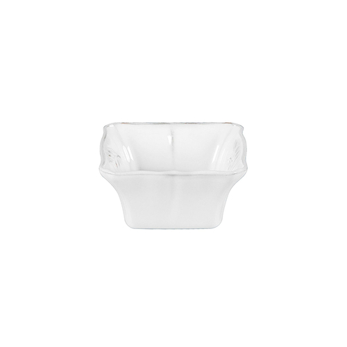 Alentejo square bowl 12.3 cm, white stoneware with hand-painted wavy rims