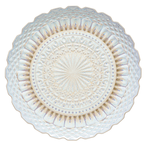 Travessa Redonda Cristal 39 cm, grés fino com acabamento artesanal inspirado em cristal