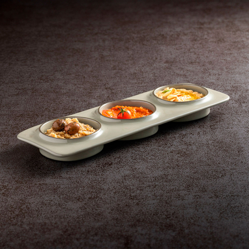 Sage green rectangular platter with 3 sections 28 x 9.9 cm
