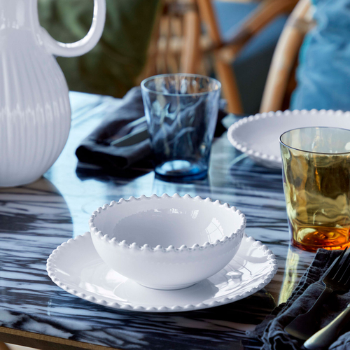 Pearl Dessert Plate 22 cm, fine stoneware with handcrafted finish