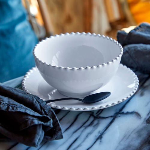 Pearl soup/cereal bowl 17 cm, fine stoneware with handcrafted finish