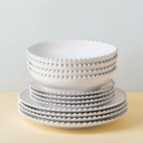 Serviço 12 peças de mesa Pearl com taça sopa/pasta
