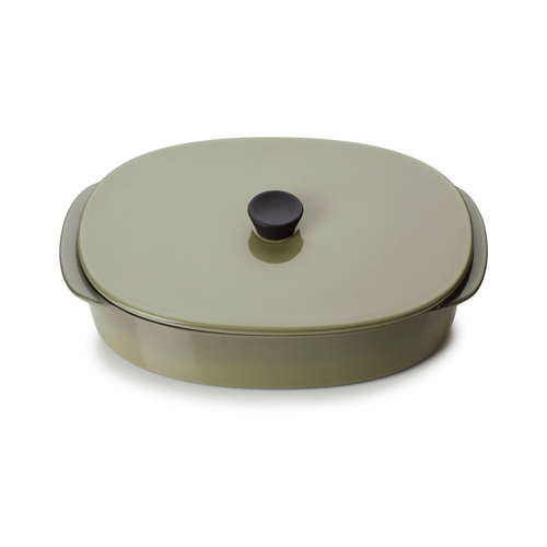 Assadeira oval com tampa porcelana 19x13cm Caractère verde