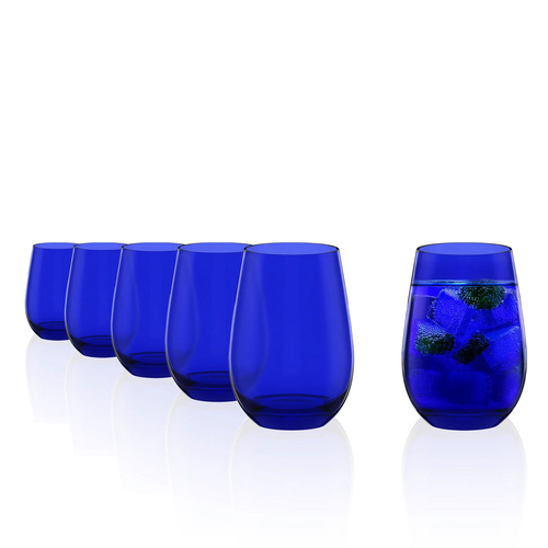 6 durable and practical cobalt blue Elements glasses 465 ml