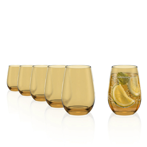 6 amber Elements glasses 465 ml