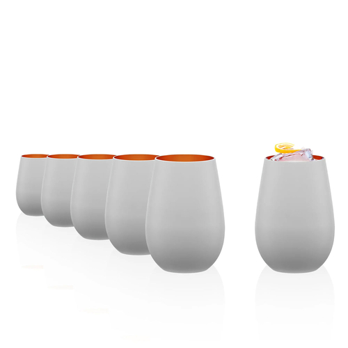6 White/Bronze Elements Glasses 465 ml