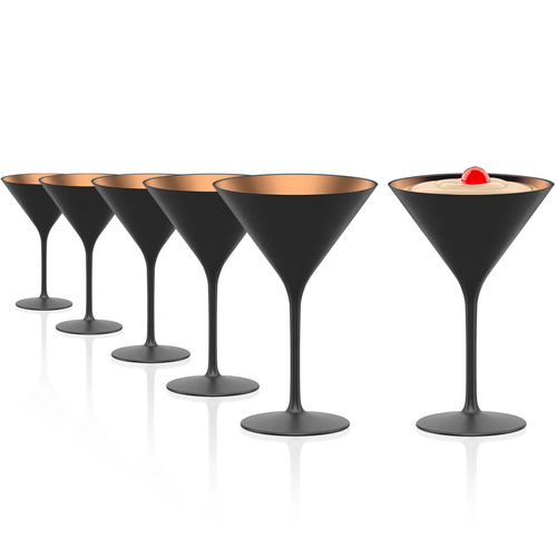 6 Cocktail Glasses Black/Bronze Elements 240 ml