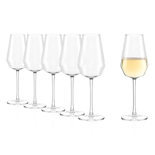 6 Celestia Champagne Flute Glasses 350 ml, Crystalline Glass