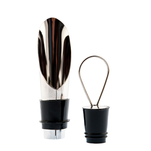 Anti-drip Wine Pourer with stopper, Stainless Steel