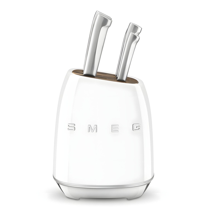 Smeg Knife Block Set with 6 Knives Stainless Steel 23.2 cm White 50's Style - SMEG Portugal | Exclusive Design Kitchen Packs - 8017709350482