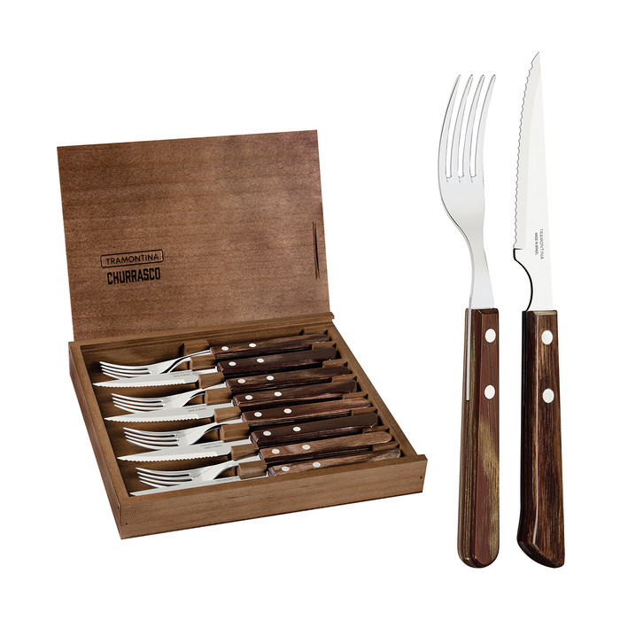 Tramontina Churrasco 8 Piece BBQ Cutlery Set in Wooden Box - Tramontina - 7891112246362