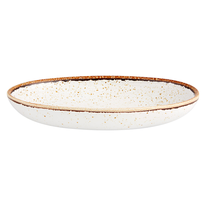 Rustic Blend White oval platter with white tones and brown textured rim 27x20cm - Vista Alegre - 5604782032850