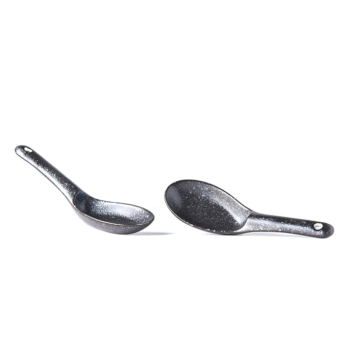 15cm Matte Black Spoon, Handmade Minoyaki Ceramic, Asian Elegance - MIJ - 8594197823730