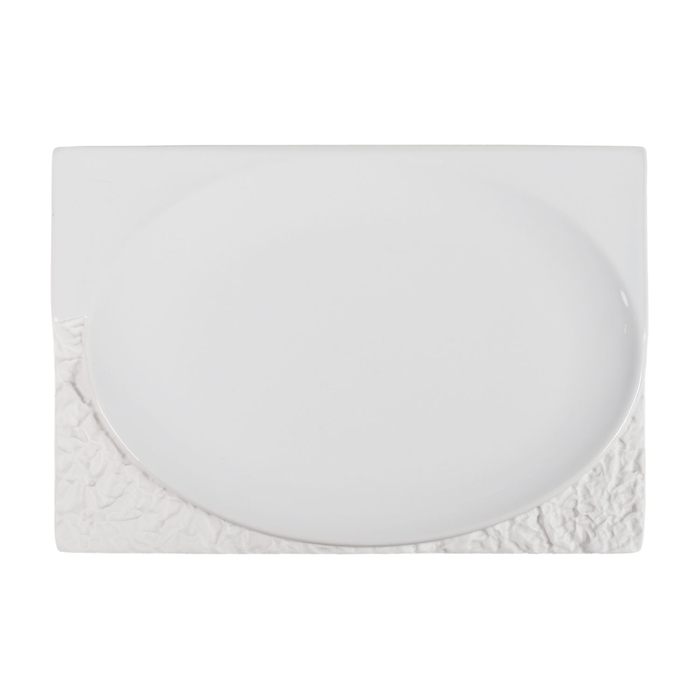 Terra rectangular plate 26x18cm, whitet, professional porcelain - Costaverde - 5603578210182