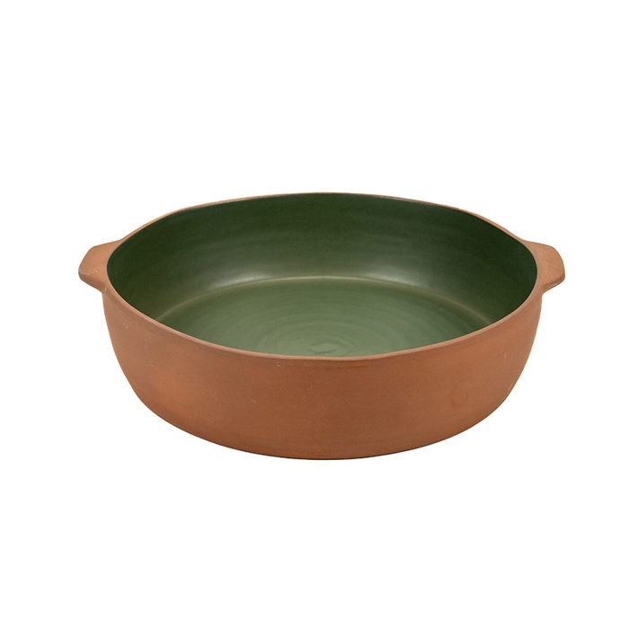 Assadeira Redonda Grande Maria Terracota Terra Verde 31 cm - Maria Portugal Terracota - 5600851020780