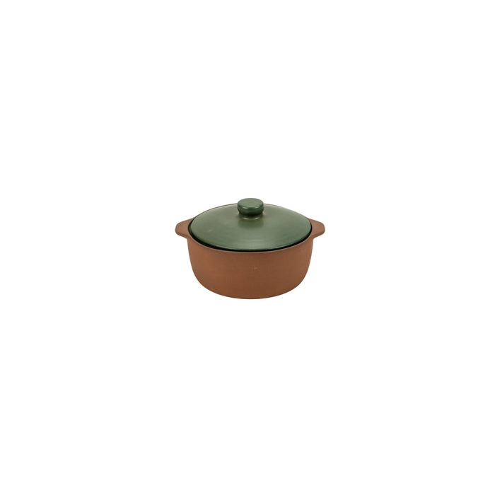 Caçarola Pequena Maria Terracota Terra Verde 16 cm com Tampa - Maria Portugal Terracota - 5,60085E+12