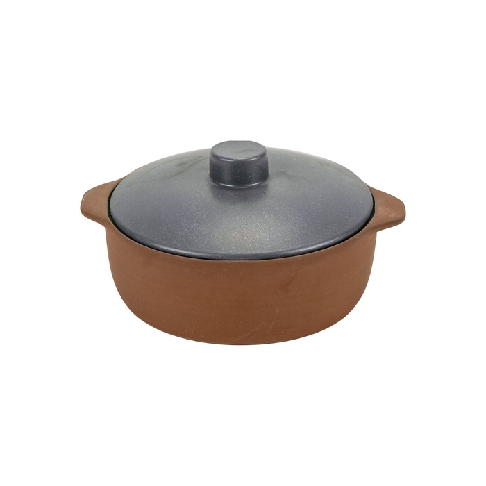 Maria Terracota Terra Grey Medium Casserole 26 cm with Lid - Maria Portugal Terracota - 5600851020940