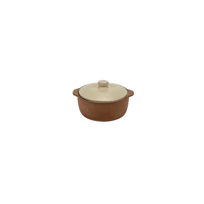 Maria Terracota Terra Cream Medium Casserole 26 cm with Lid - Maria Portugal Terracota - 5600785603332