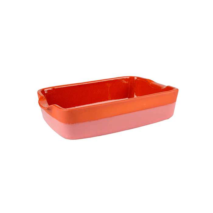 Rectangular baking dish Argila with pink stripe 30x21cm - Servotel - 5602737098784