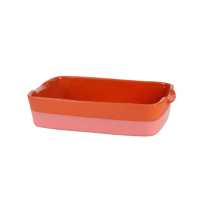 Rectangular baking dish Argila with pink stripe 37x27cm - Argila - 5602737098807