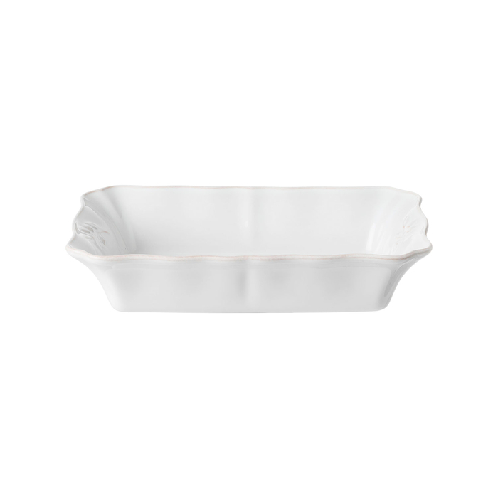 Rectangular baker Alentejo 25cm, white stoneware with hand-painted rim and olive relief - Costa Nova - 5606739952907