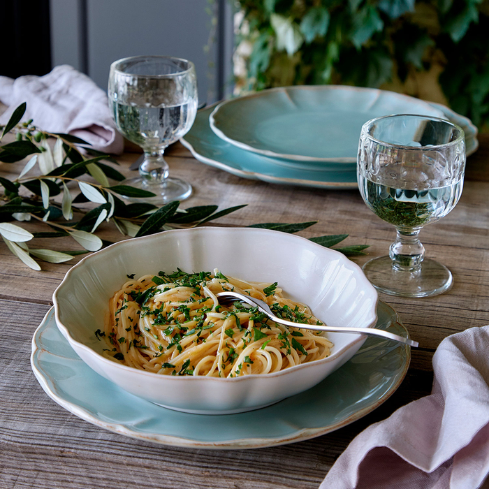 Alentejo pasta bowl 23 cm, white stoneware with hand-painted wavy rims - Costa Nova - 5606739952082