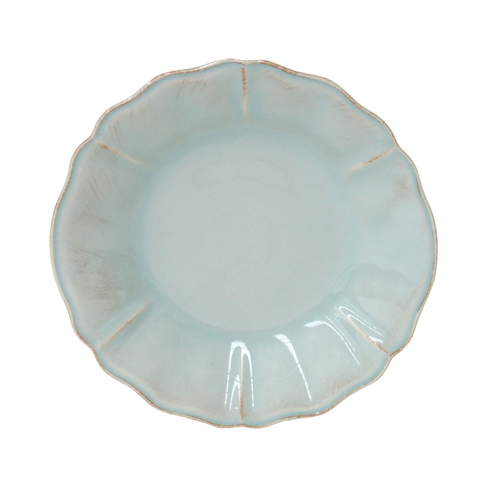 Prato fundo Alentejo 24,5 cm, grés turquesa com rebordos ondulados pintados à mão - Costa Nova - 5606739930134