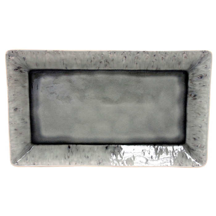 Madeira rectangular platter 40 x 24cm, grey stoneware with handcrafted crackled finish - Costa Nova - 5606739933173