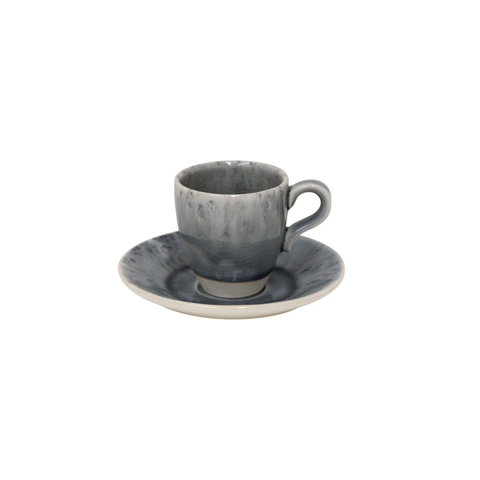 Madeira coffee cup and saucer 80ml, grey stoneware with handcrafted crackled finish - Costa Nova - 5602737106977