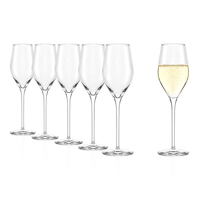 6 Exquisit Royal Champagne Flutes 265ml, Premium Crystal, Extended Elegance - Stölzle Lausitz - 5602737107479