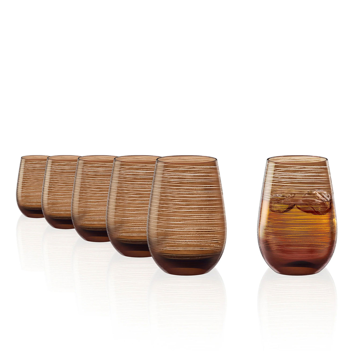 6 Brown Twister Tumbler Glasses 470 ml - Stölzle Lausitz - 5602737108797