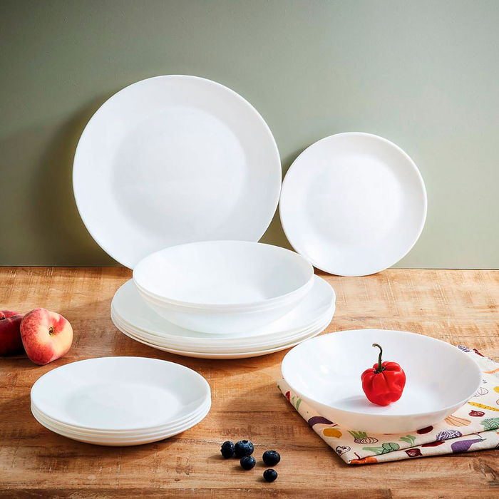 Dinner set Zelie white glass 18 pcs - Luminarc - 0883314524765