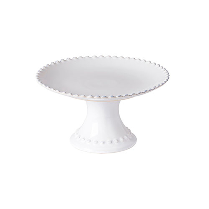 Prato de bolo com pé Pearl 28 cm, grés fino com acabamento artesanal - Costa Nova - 5606739933227