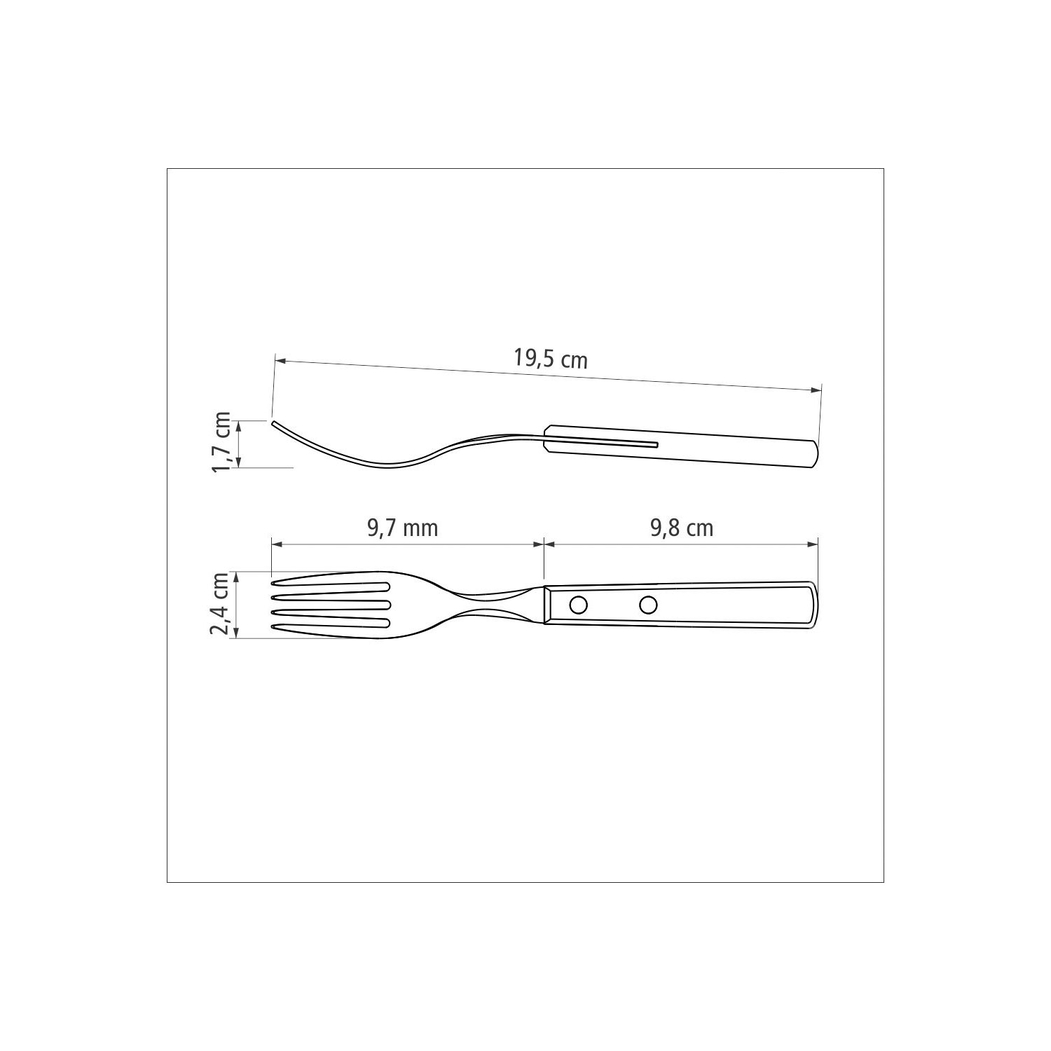 Set of 6 Table forks stainless steel  blades with red polywood handles - Tramontina - 7891112197572