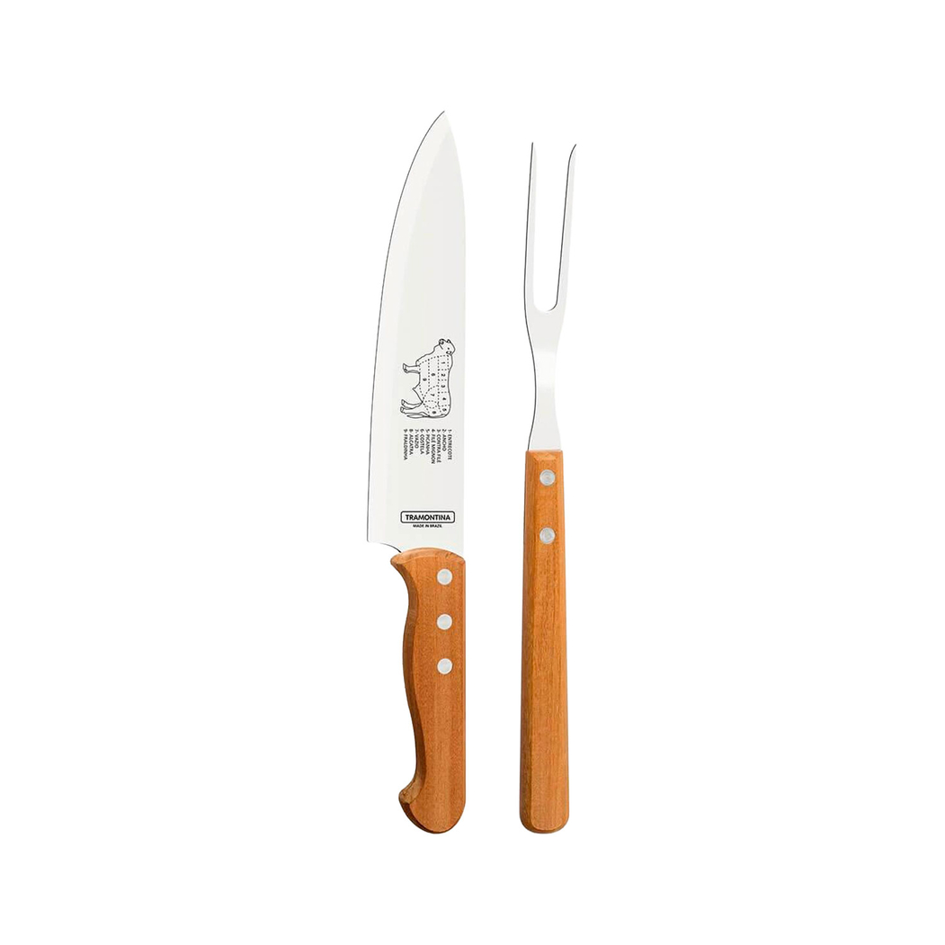 Tramontina Churrasco Conjunto de Trinchar 2 Peças em Aço Inox e Madeira Natural - Tramontina - 7891112253452