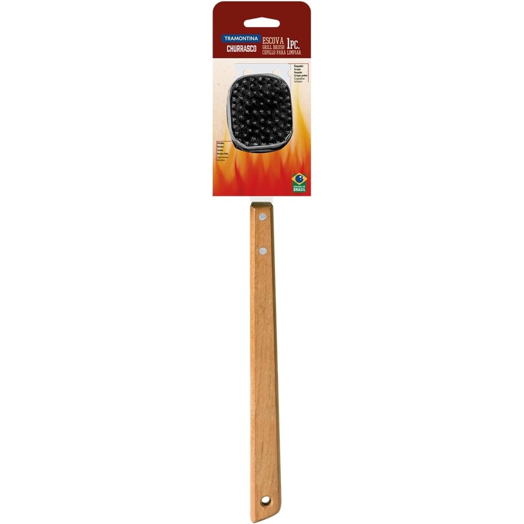 Tramontina Churrasco Escova para Limpeza de Grelhadores 42 cm Madeira Natural - Tramontina - 7891112175402