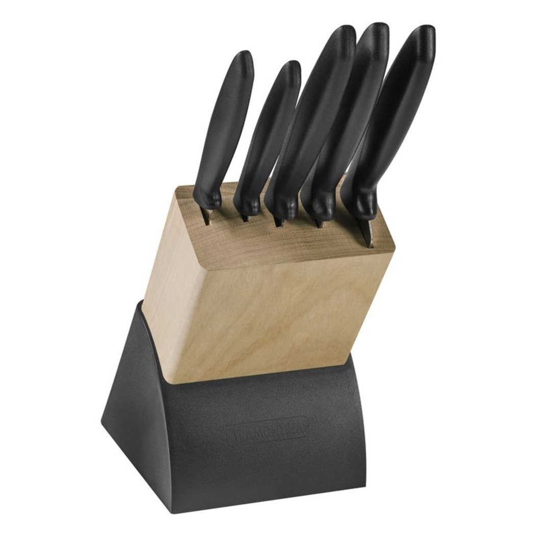 Tramontina Plenus 6 Piece Knife Set with Black Knife Block - Tramontina - 7891112326019