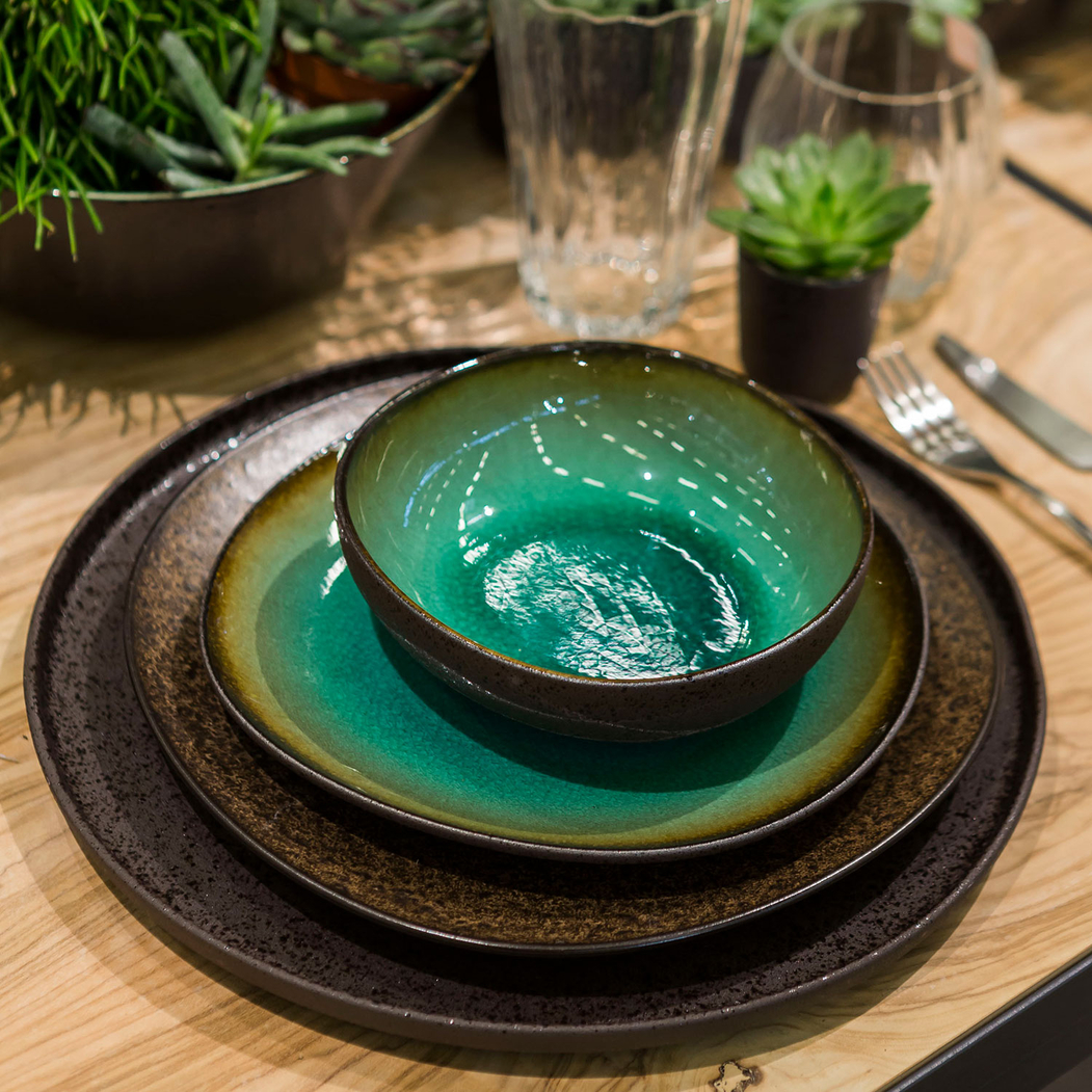 Green and amber textured Amazonia bowl 17x5.5 cm - Vista Alegre - 5605414018259
