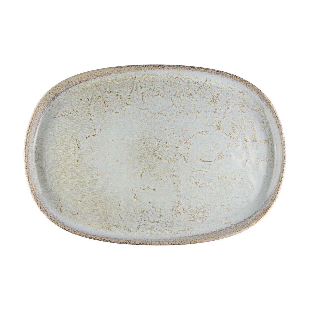 Linen oval serving plate 33x22cm - Mesa Ceramics - 5600498207018