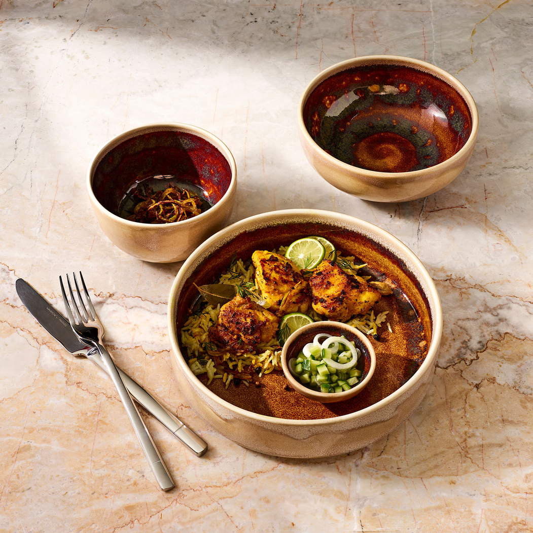 Aurora Vesuvius Amber 11cm Bowl, vitrified Porcelain - Steelite - 5018461672426