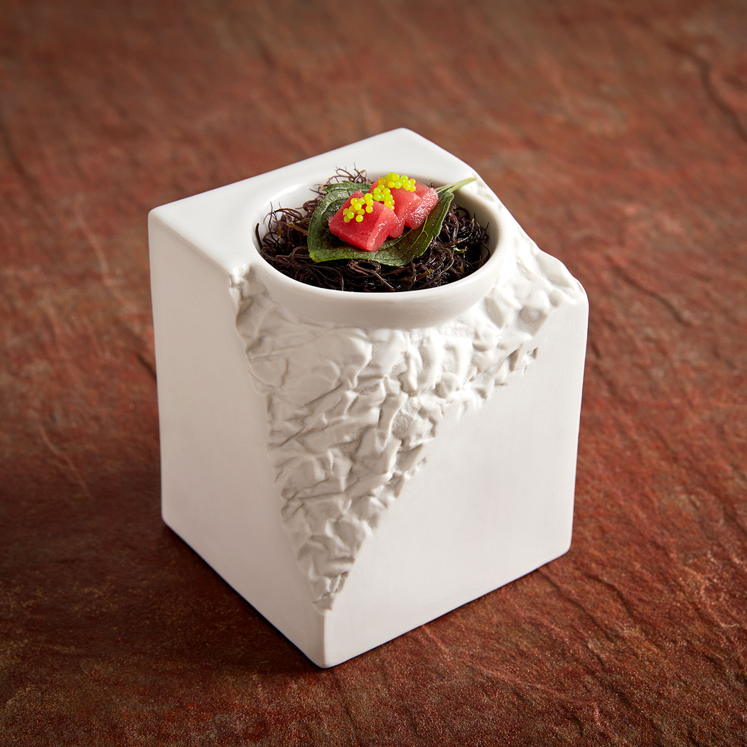Square Podium Terra 10×11cm, white, professional porcelain - Costaverde - 5603578210243