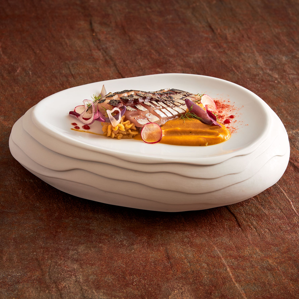 Terra oval plate 26×19×h7 cm, white, professional porcelain - Costaverde - 5603578210168